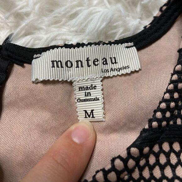 Monteau Sleeveless Dress Black Lace Size Medium Fit & Flare Summer Flirty - Picture 3 of 10